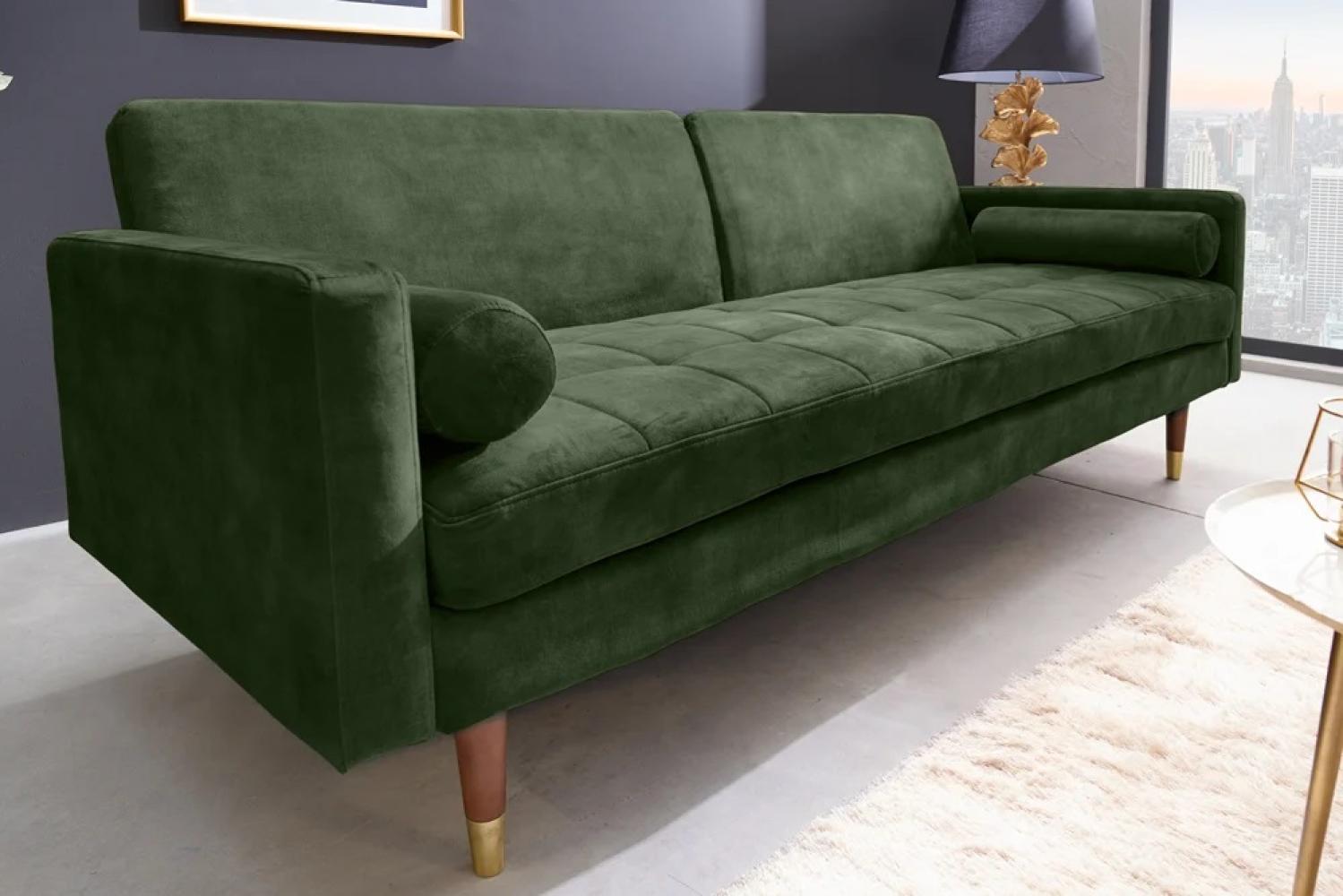 Design Schlafsofa DIVANO 196cm grün Mikrovelours 3-Sitzer Sofa Bettfunktion Bild 1