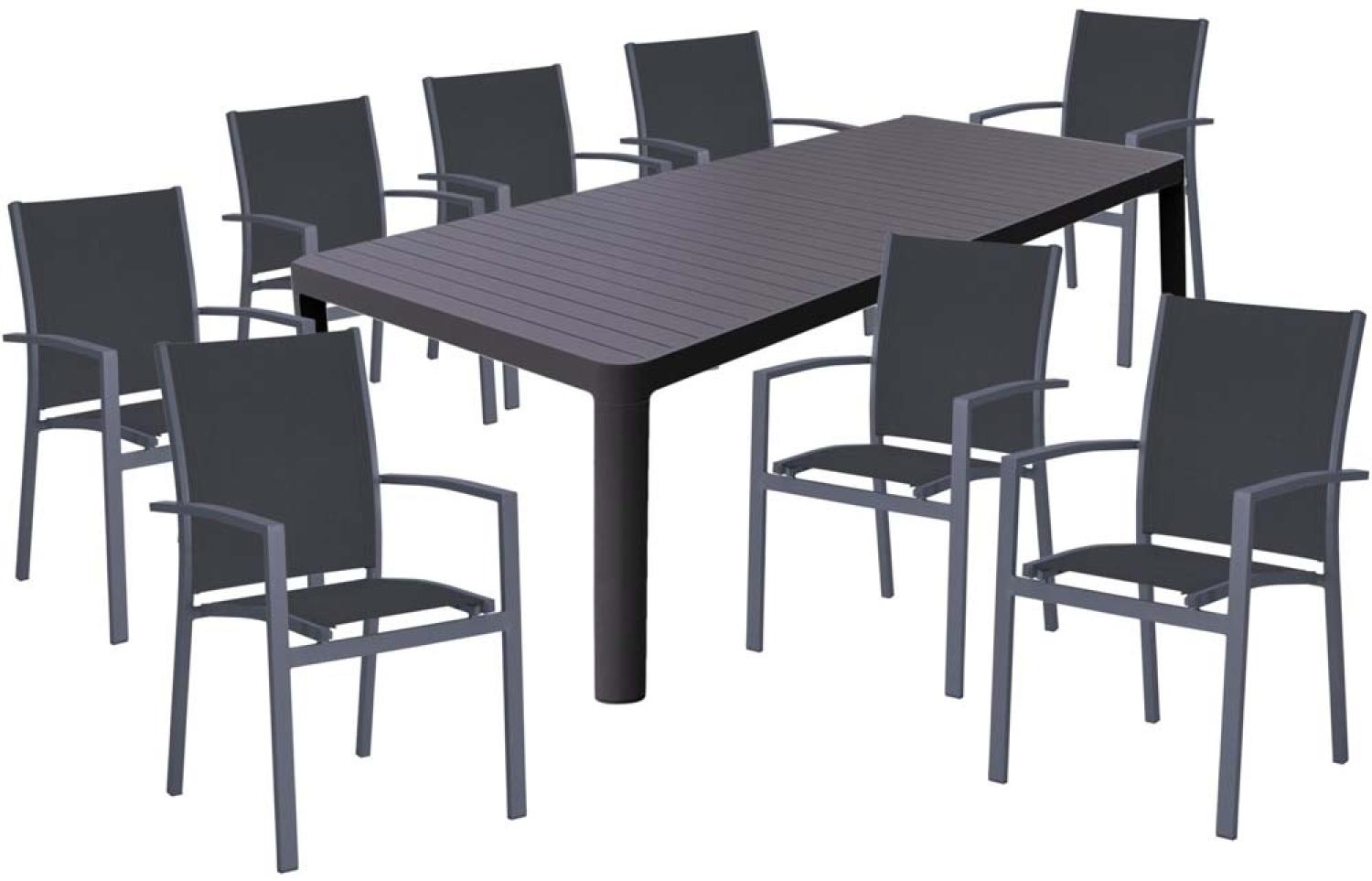 Tischgruppe AMIRA, 9 teilig, Aluminium, dunkelgrau Bild 1