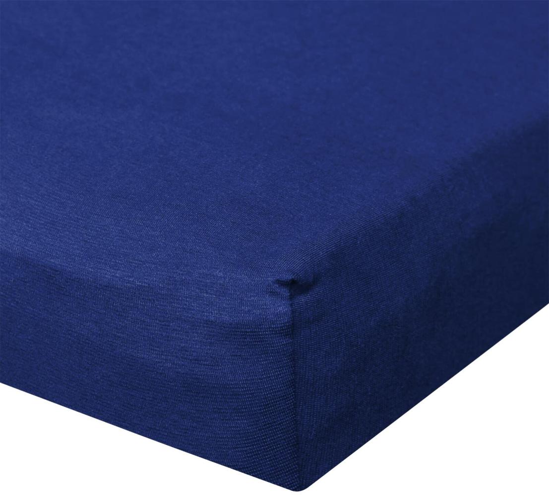 BettwarenShop Jersey Spannbetttuch Ultra-Stretch|120x200 - 130x220 cm| königsblau Bild 1