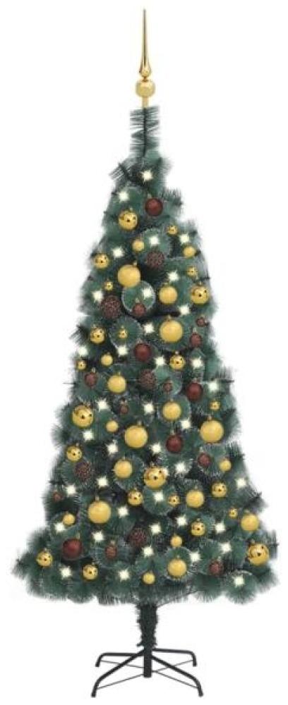 vidaXL Künstlicher Weihnachtsbaum LEDs & Kugeln Grün 150 cm PVC & PE, Mit Beleuchtung [3077827] Bild 1