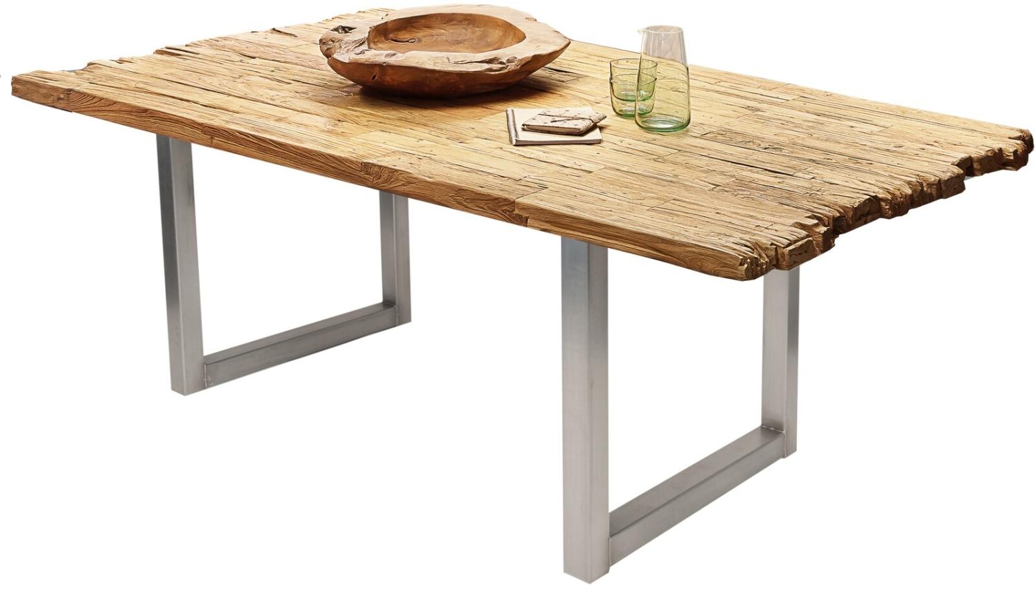 TABLES&CO Tisch 200x100 Teak Natur Metall Silber Bild 1