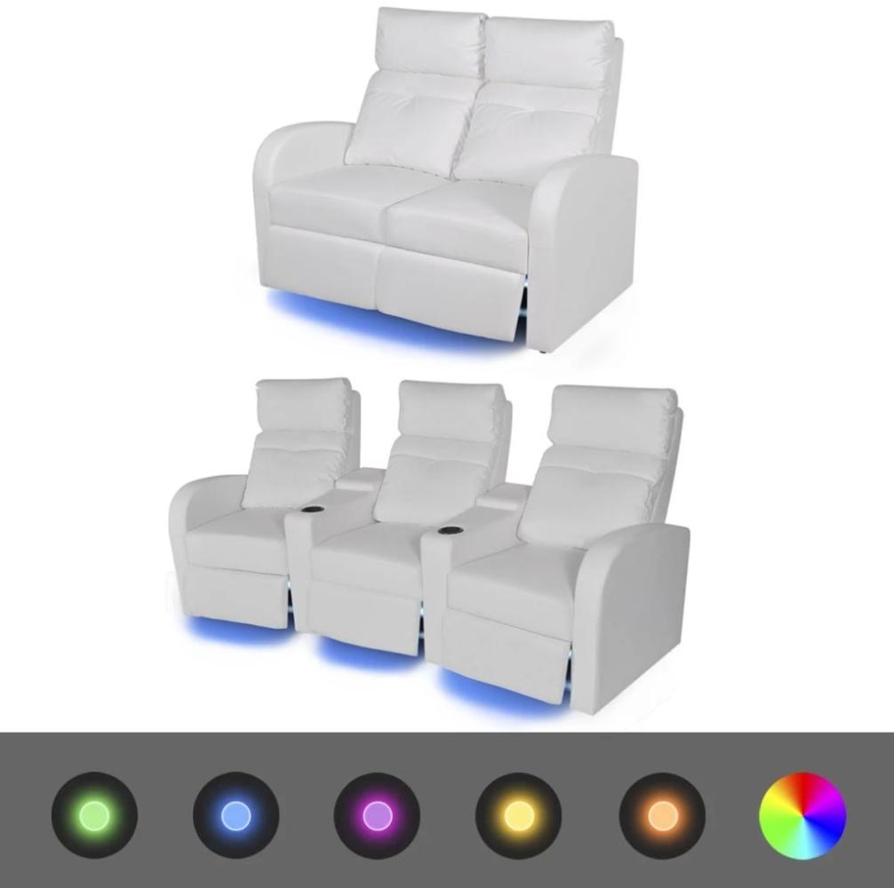 vidaXL LED-Ruhesessel 2 Stk. 2+3 Sitze Kunstleder Weiß Bild 1