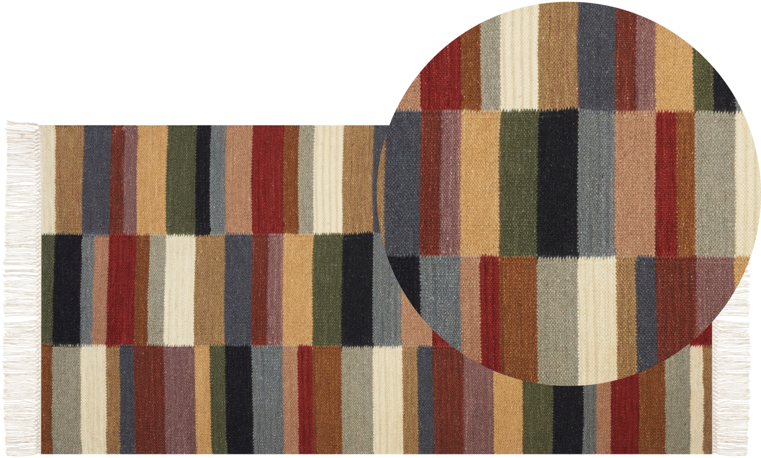 Kelim Teppich Wolle mehrfarbig 80 x 150 cm geometrisches Muster Kurzflor MUSALER Bild 1