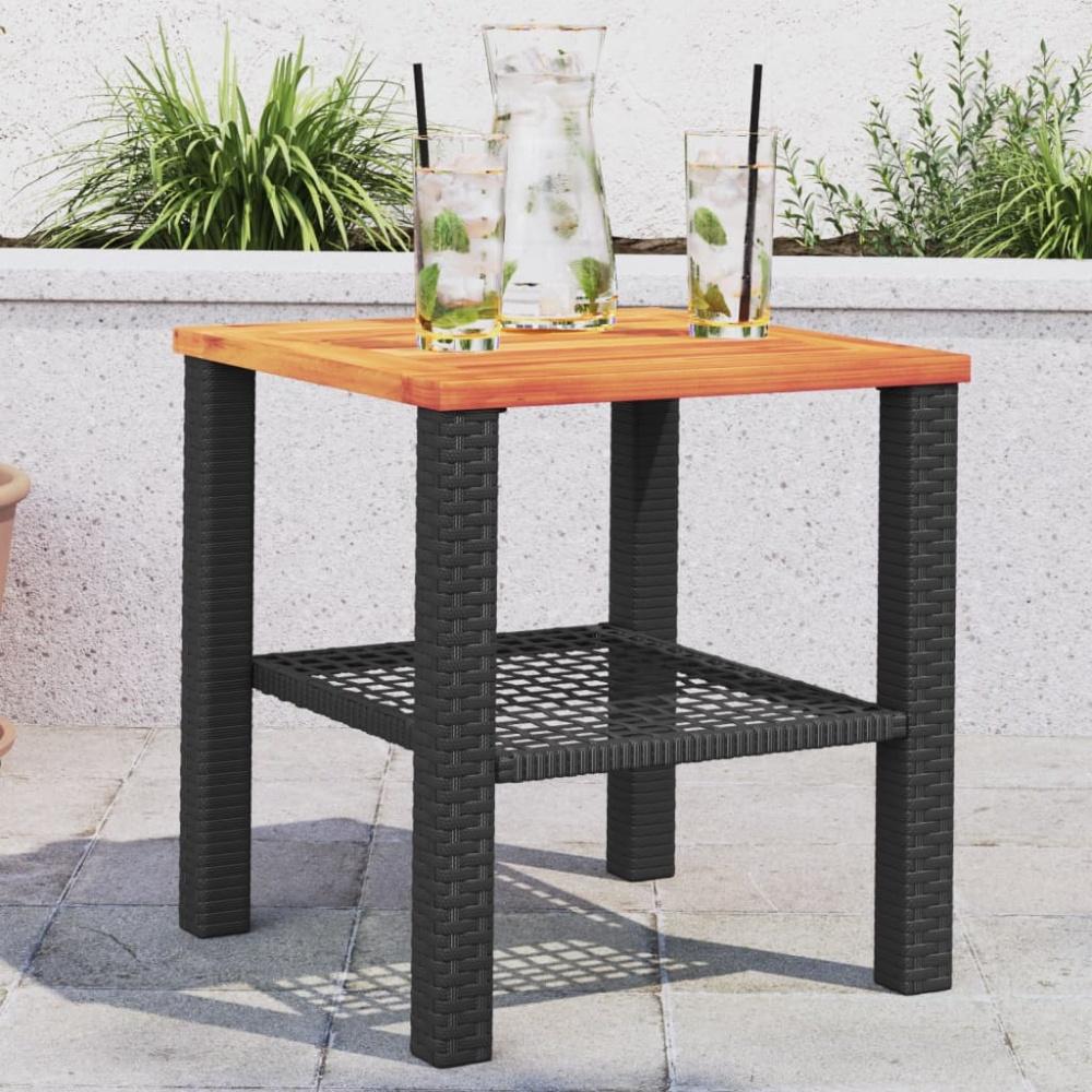 vidaXL Gartentisch Schwarz 40x40x42 cm Poly Rattan Akazienholz 366263 Bild 1