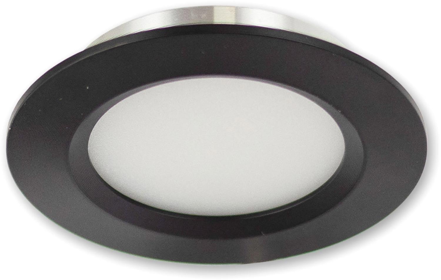 ISOLED LED Möbeleinbaustrahler Mini AMP schwarz, rund, 3W, 120°, 12V DC, warmweiß 3000K, dimmbar Bild 1