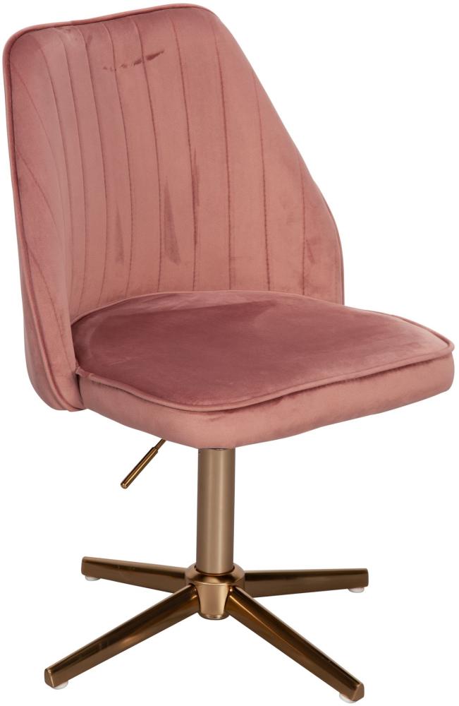 KADIMA DESIGN Samt Drehstuhl TANARO - Bequemer und stilvoller Arbeitsstuhl mit verstellbarer Höhe und Schalenstuhldesign. Farbe: Rosa Bild 1