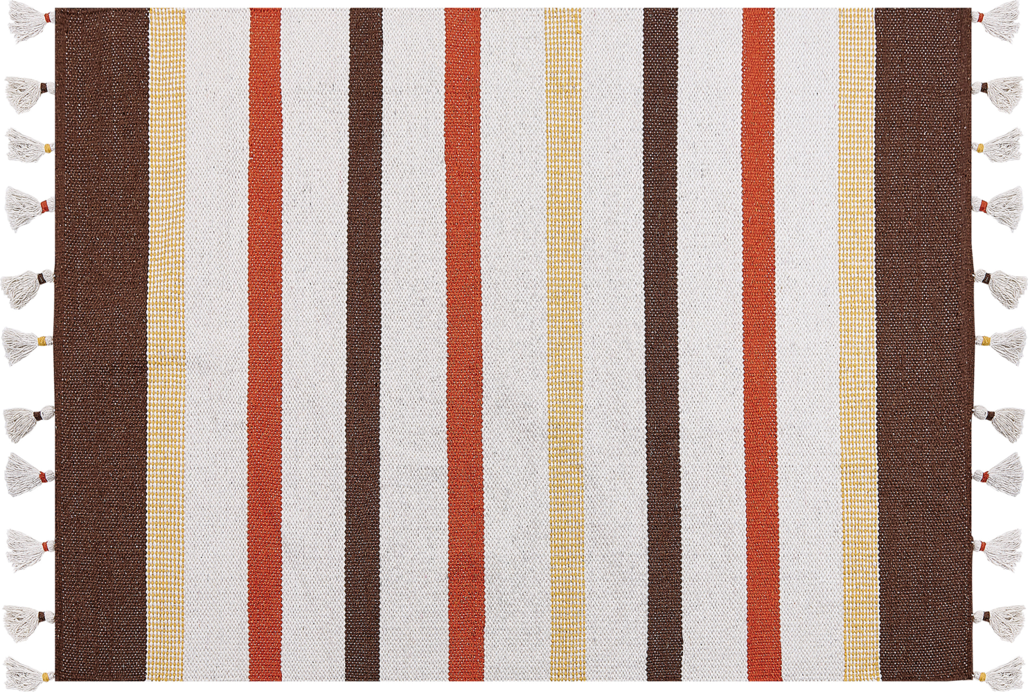 Teppich Baumwolle braun beige 140 x 200 cm gestreiftes Muster Kurzflor HISARLI Bild 1