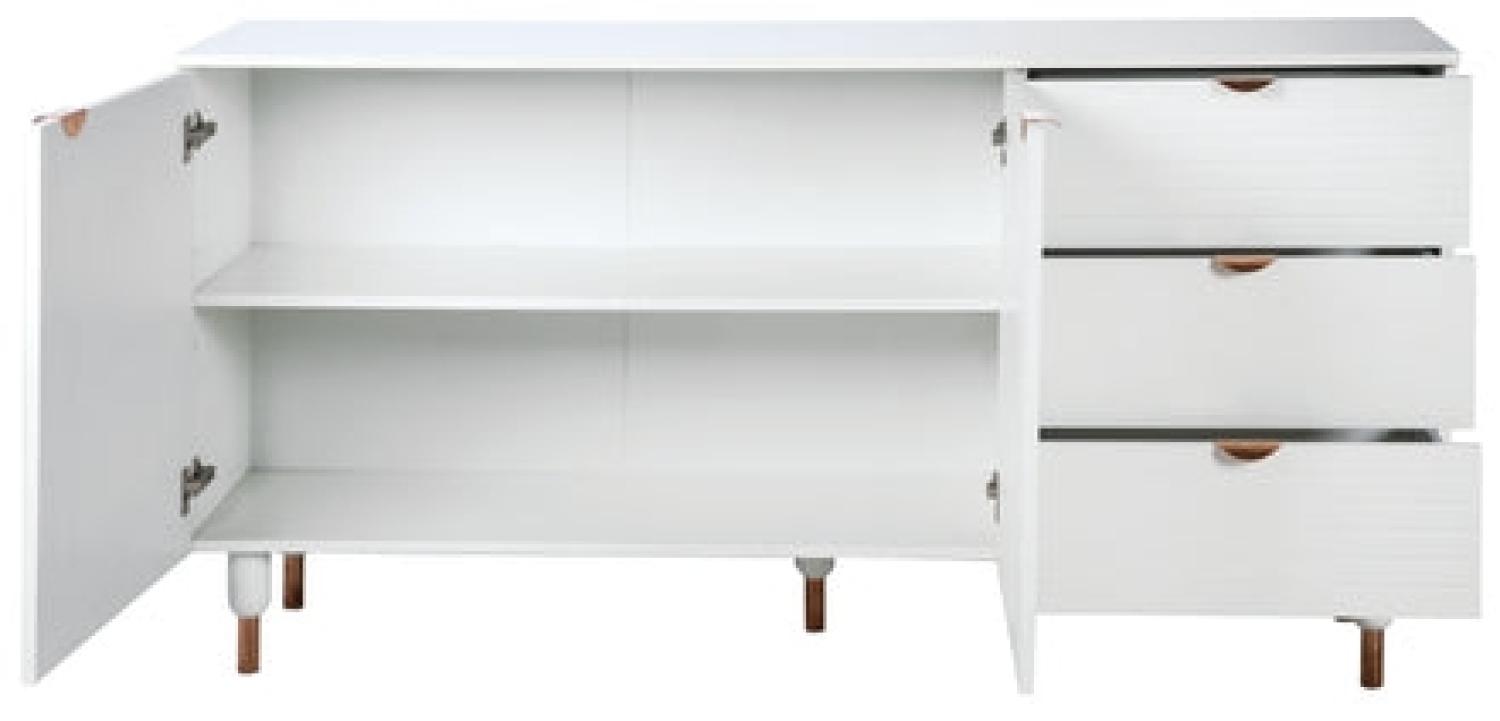 Pattern - Sideboard mit 2 Türen und 3 Schubladen mit Soft-Close, gefräster Front, weiß mit Kupferakzenten Bild 1