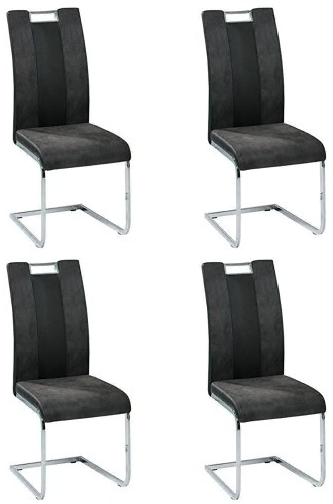 Schwingstuhl 'Bari 1' im 4er SET in grau/schwarz Kunstleder Bild 1