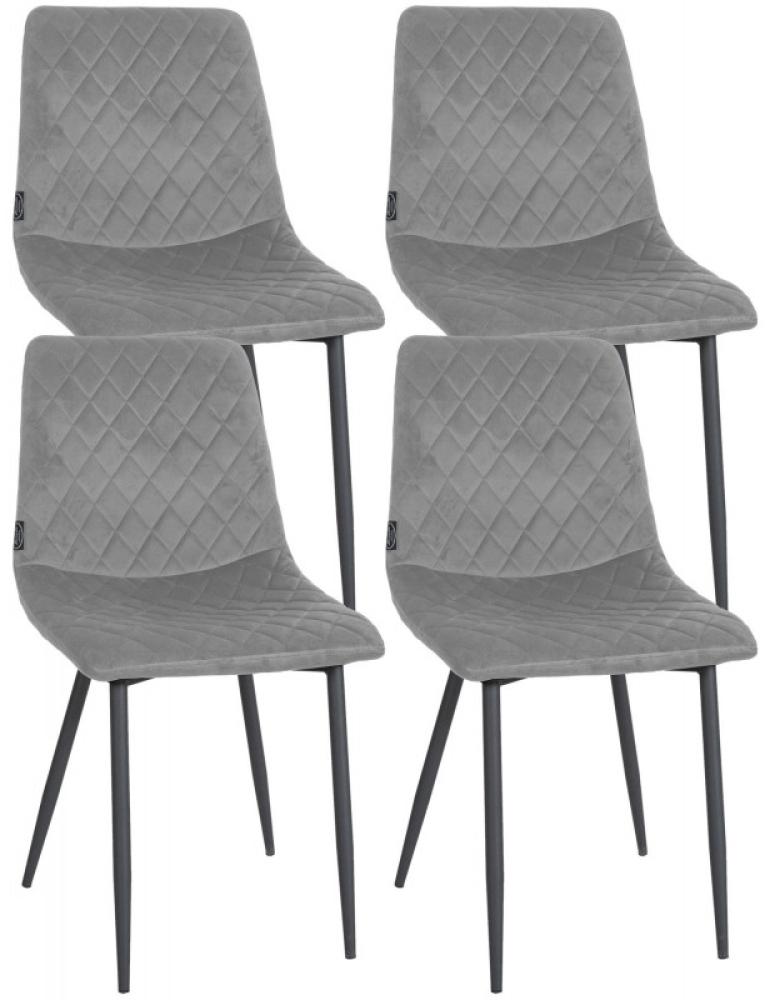 4er Set Stühle Telde Samt (Farbe: grau) Bild 1