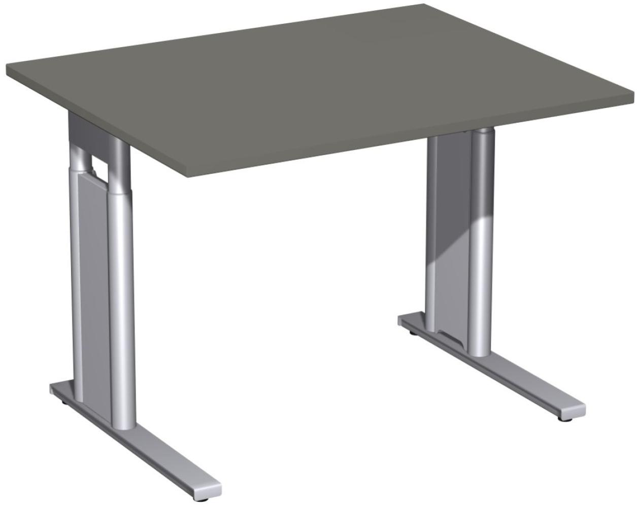 Schreibtisch 'C Fuß Pro' höhenverstellbar, 100x80cm, Graphit / Silber Bild 1