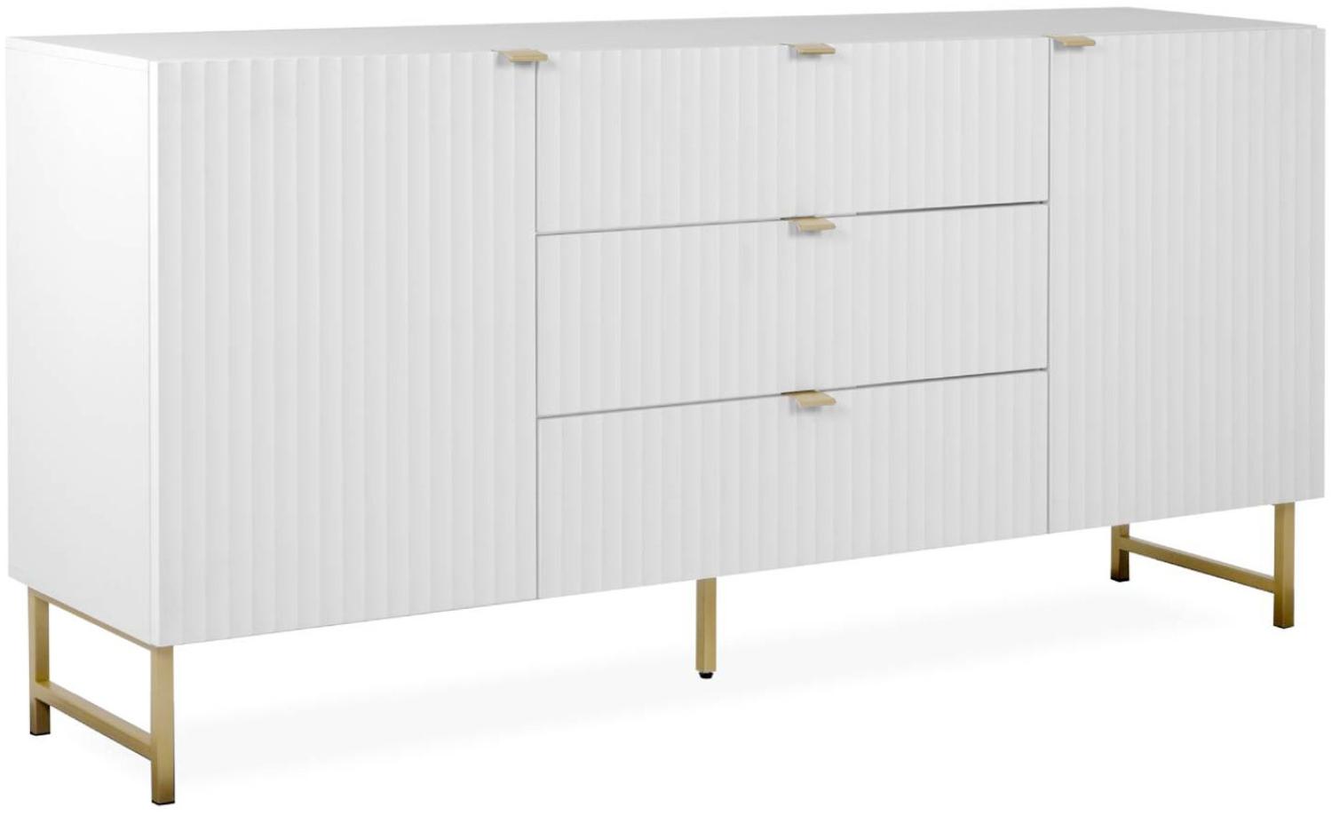 Homestyle4u Sideboard mit 3 Schubladen, Holz weiß, 179 x 90 x 39 cm Bild 1