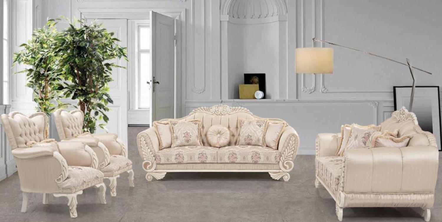 Casa Padrino Luxus Barock Wohnzimmer Set Beige / Creme / Rosa - 2 Sofas & 2 Sessel - Wohnzimmer Möbel im Barockstil - Edel & Prunkvoll Bild 1