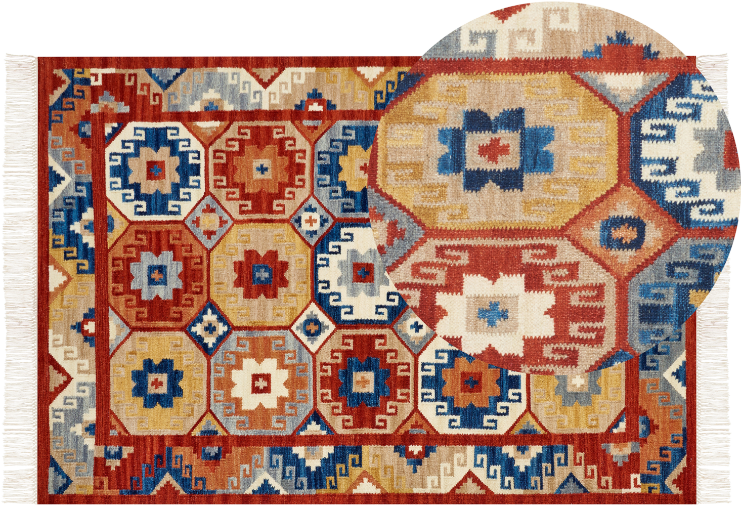 Kelim Teppich Wolle mehrfarbig 160 x 230 cm orientalisches Muster Kurzflor LUSARAT Bild 1