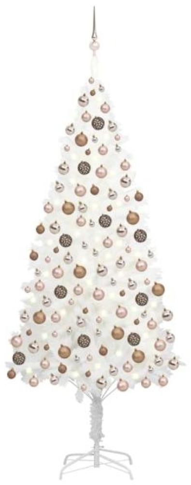 vidaXL Künstlicher Weihnachtsbaum mit LEDs & Kugeln Weiß 210 cm, Mit Beleuchtung [3077635] Bild 1