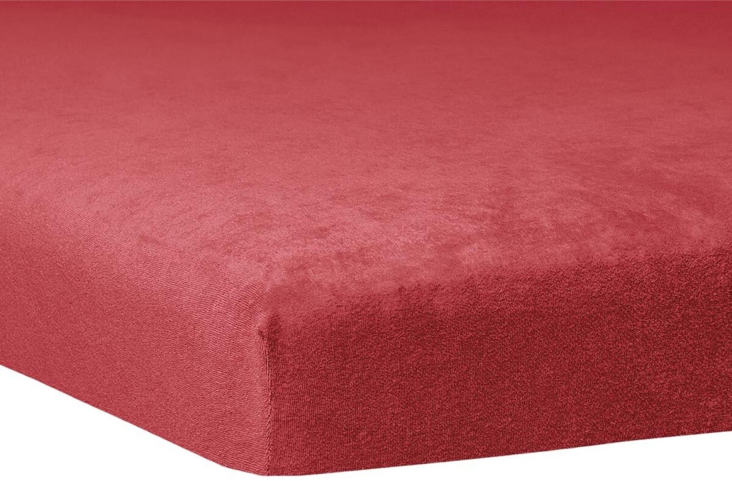 Traumschlaf Flausch Biber Topper Spannbettlaken|120x200 cm - 130x200 cm| burgund Bild 1