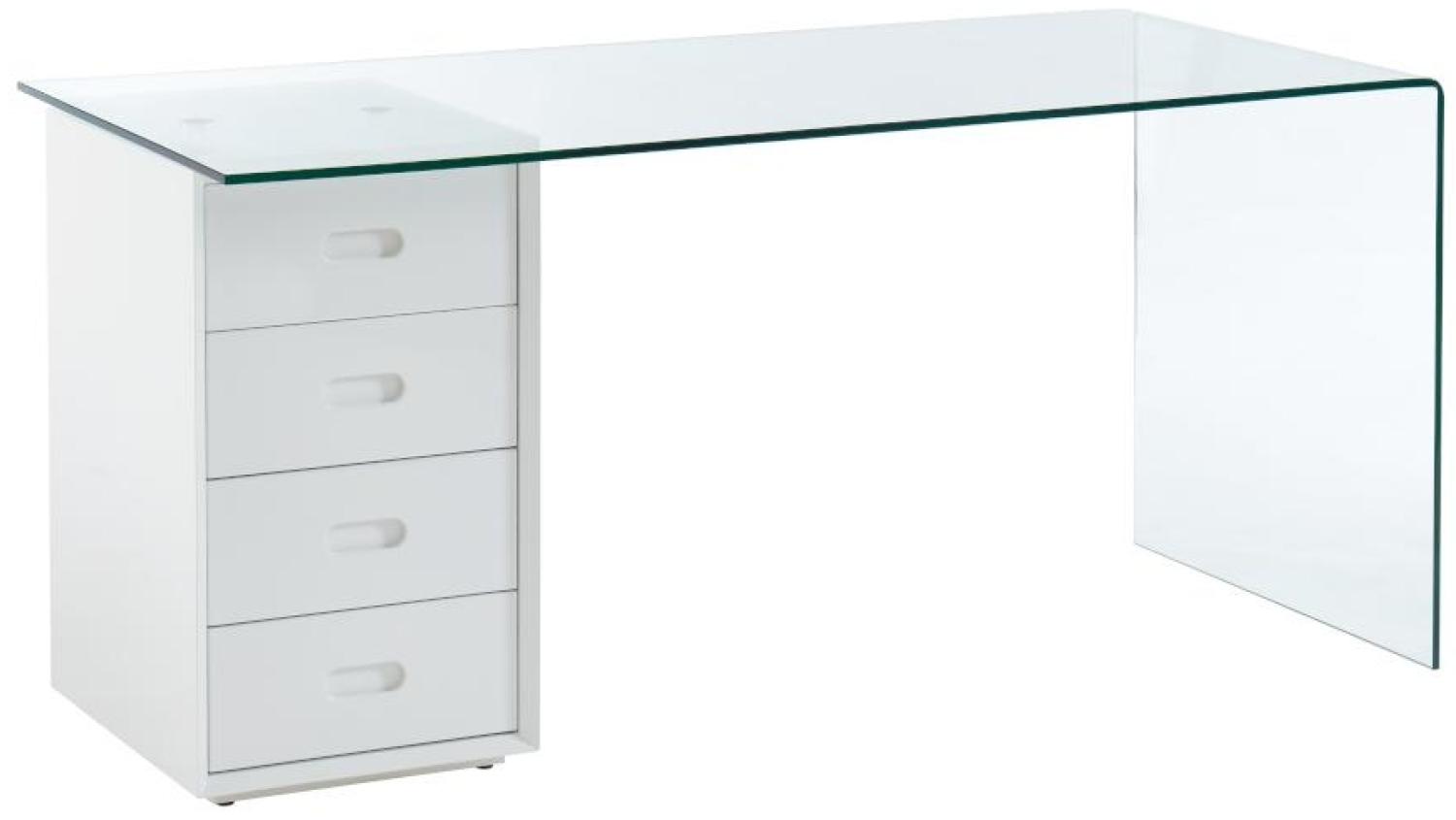 Schreibtisch mit Stauraum Sicherheitsglas MURIEL - 4 Schubladen Bild 1