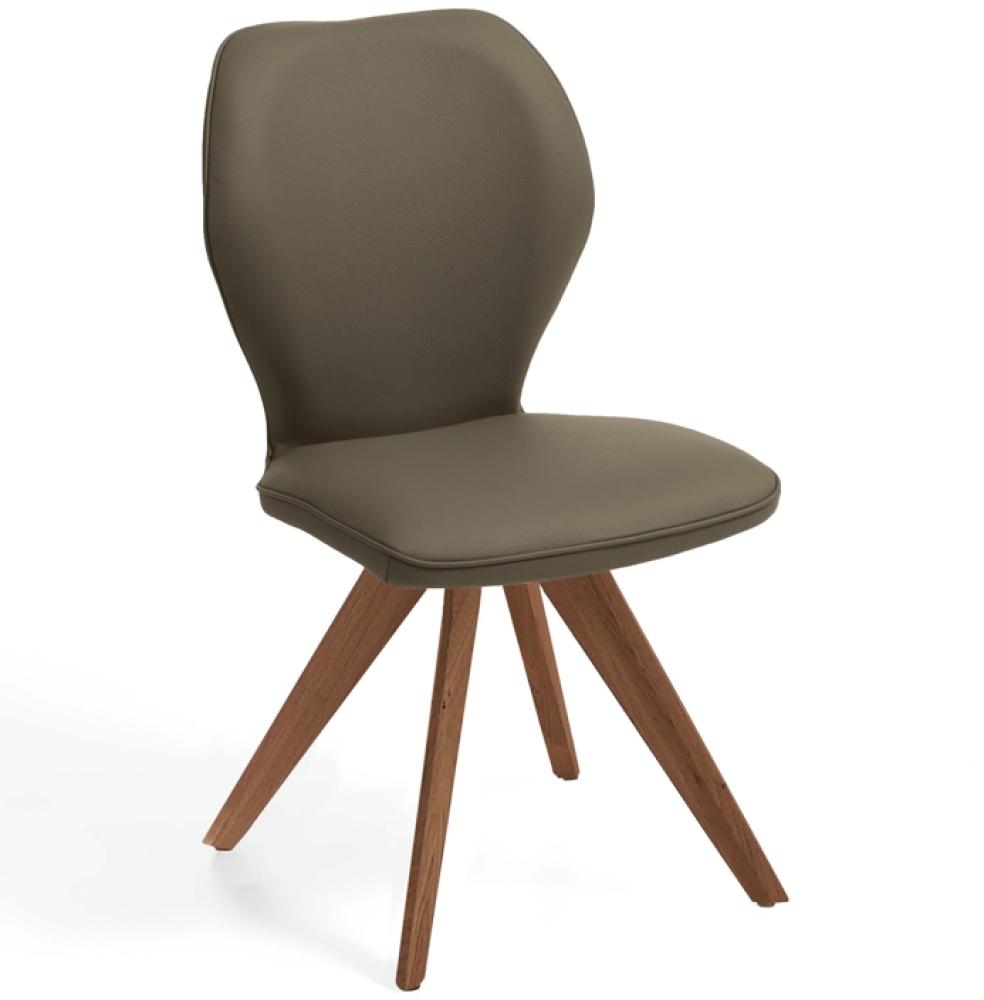 Niehoff Sitzmöbel Colorado Trend-Line Design-Stuhl Gestell Wild-Nussbaum - Leder Napoli oliv grün Bild 1