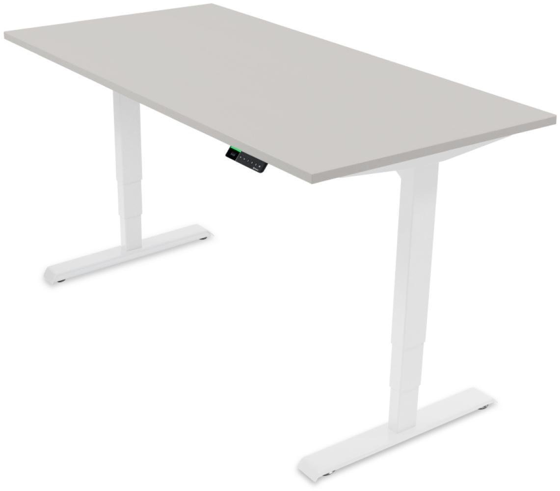 Desktopia Pro X - Elektrisch höhenverstellbarer Schreibtisch / Ergonomischer Tisch mit Memory-Funktion, 7 Jahre Garantie - (Grau, 120x80 cm, Gestell Weiß) Bild 1