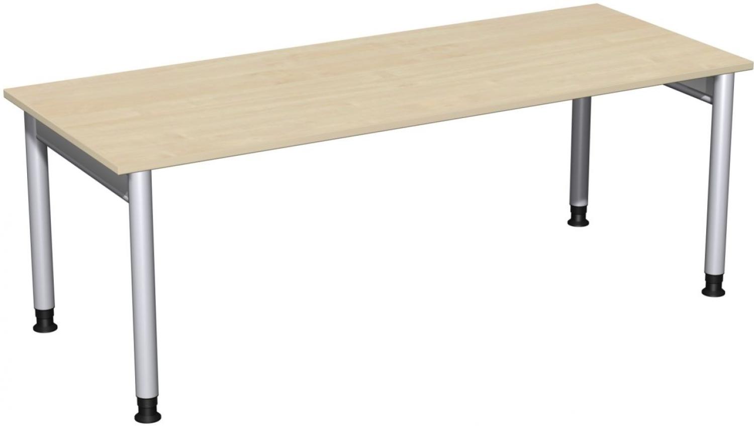 Schreibtisch '4 Fuß Pro' höhenverstellbar, 200x80cm, Ahorn / Silber Bild 1