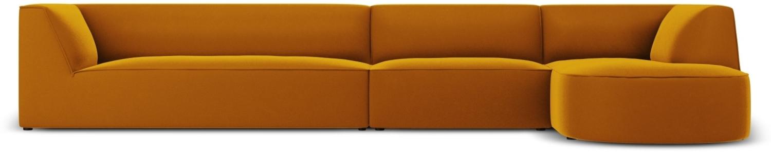 Micadoni 6-Sitzer Samtstoff Modular Ecke rechts Sofa Ruby | Bezug Yellow | Beinfarbe Black Plastic Bild 1