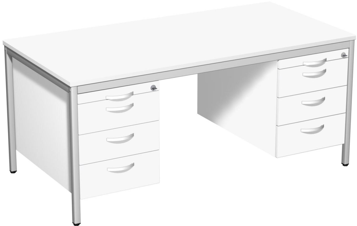Geramöbel Schreibtisch Weiß 160x80cm 2 Hängecontainer Bild 1