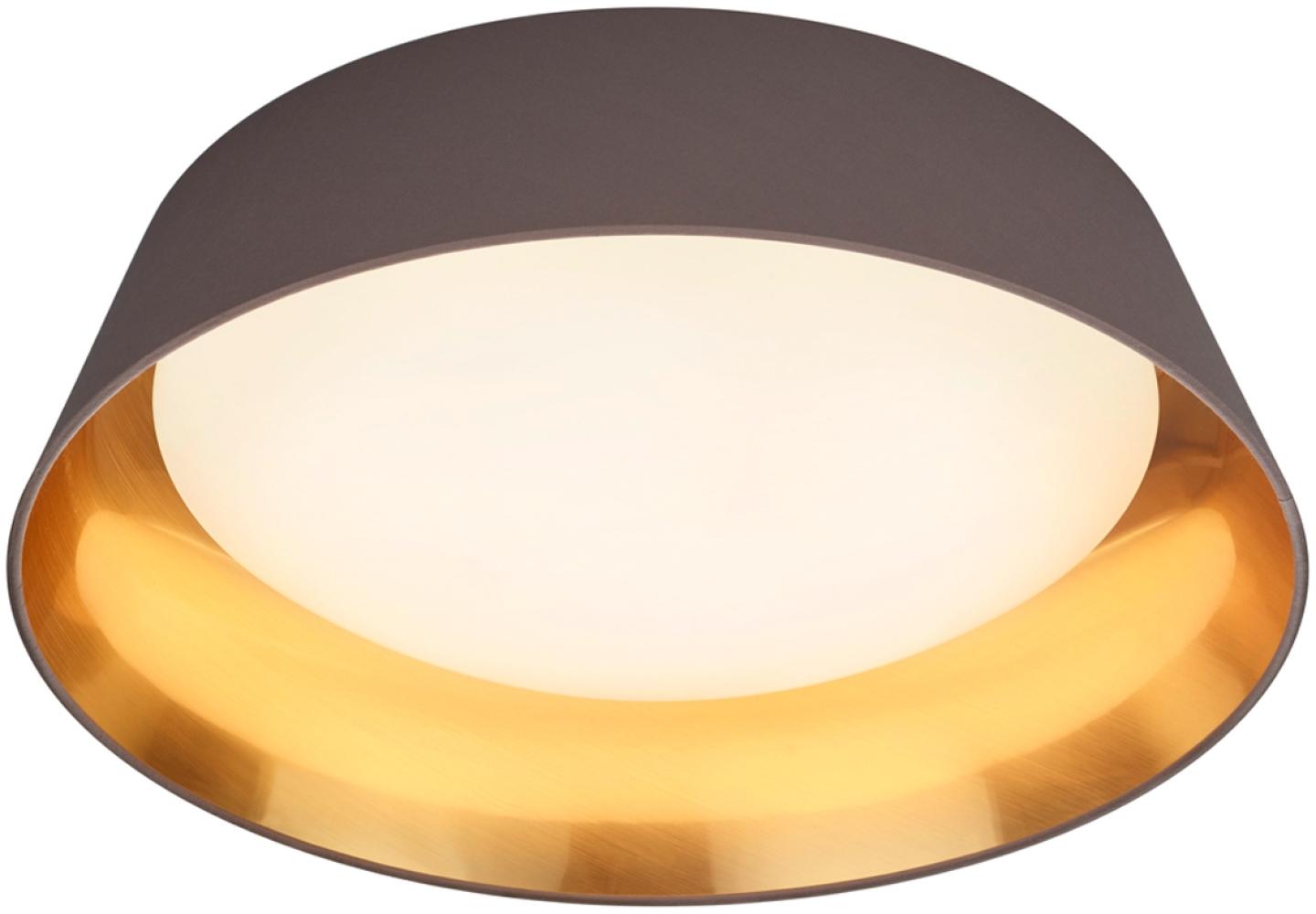 LED Deckenleuchte mit Stofflampenschirm Ø45cm in Braun/Gold Bild 1