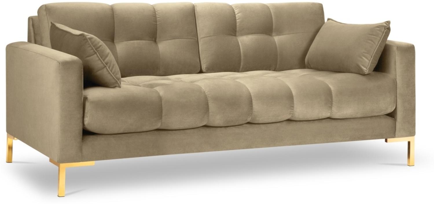 Micadoni 2-Sitzer Samtstoff Sofa Mamaia | Bezug Beige | Beinfarbe Gold Metal Bild 1