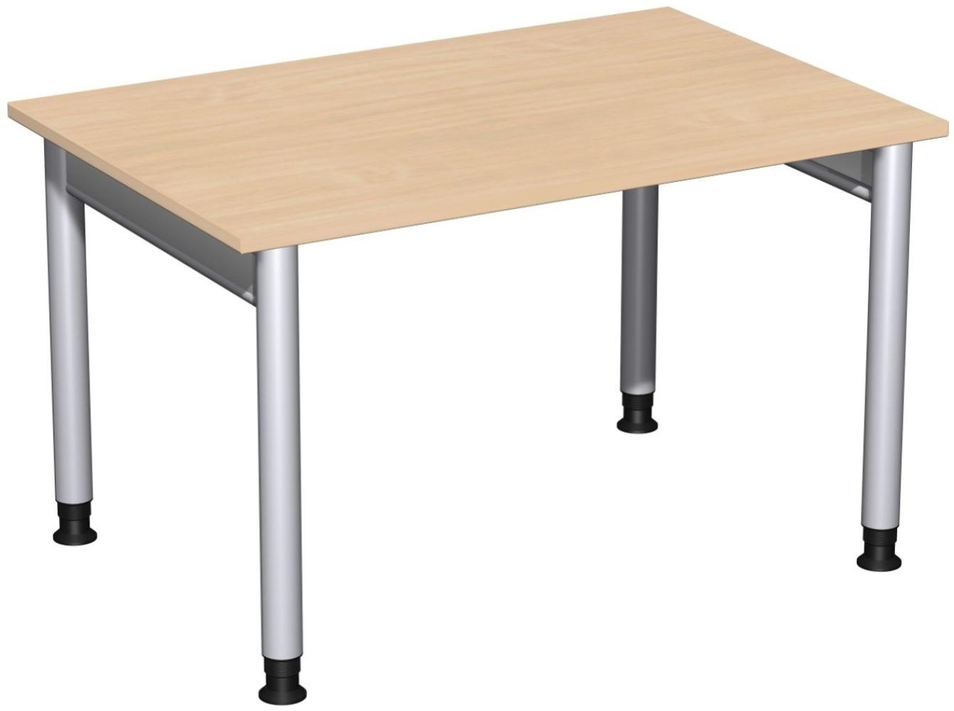 Schreibtisch '4 Fuß Pro' höhenverstellbar, 120x80cm, Buche / Silber Bild 1