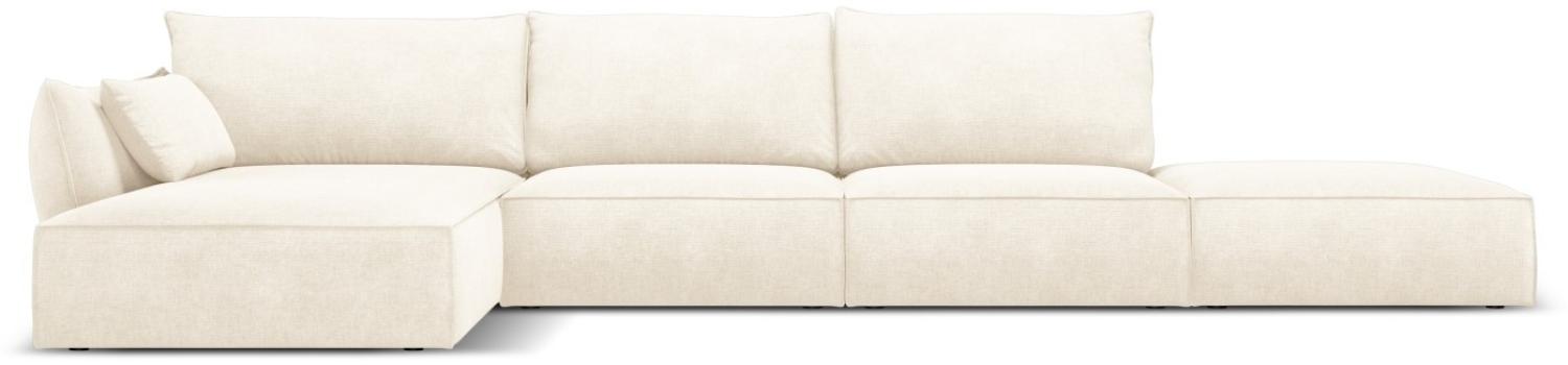 Micadoni 5-Sitzer Ecke links Sofa Kaelle | Bezug Light Beige | Beinfarbe Black Plastic Bild 1