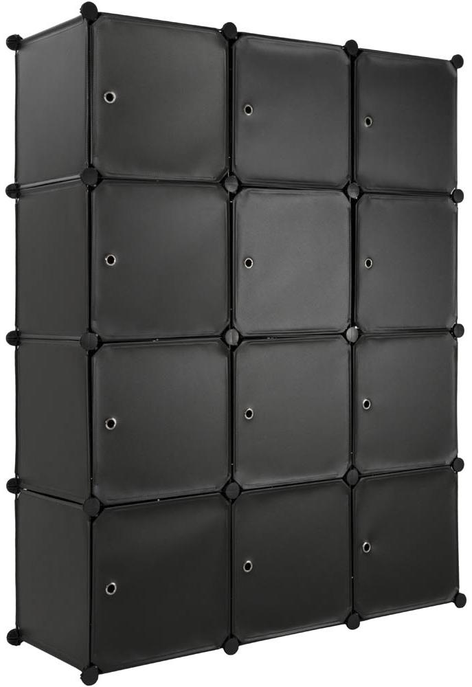 Steckregal 12 Boxen mit Türen - schwarz Bild 1