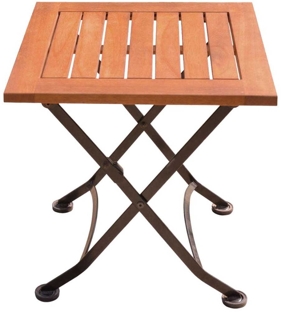 Tisch, Eukalyptus, Stahl, klappbar, braun, H 45 cm Bild 1