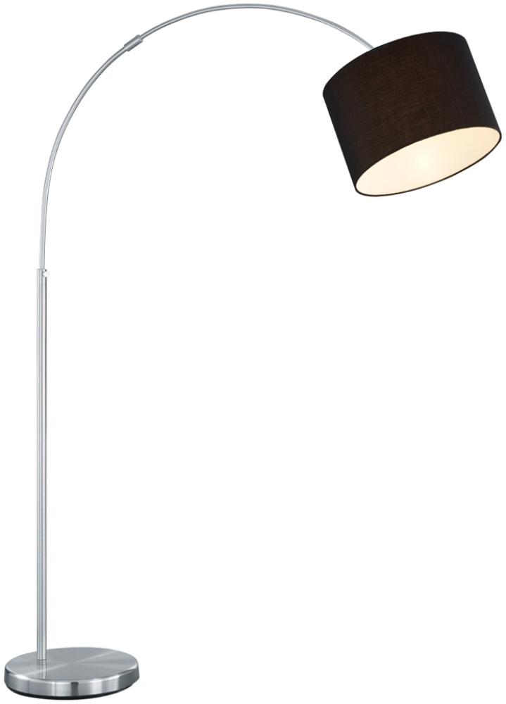 Höhenverstellbare LED Bogenleuchte mit Stoffschirm Schwarz, max. Höhe 215cm Bild 1