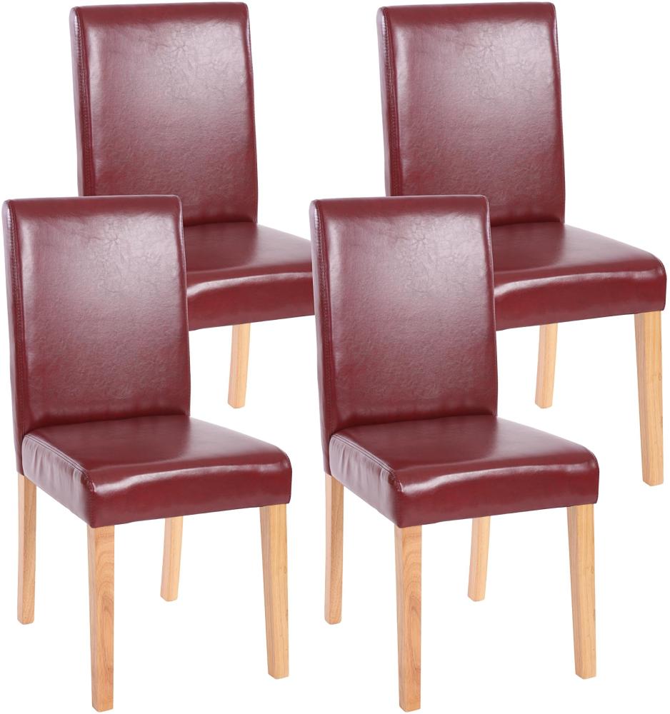 4er-Set Esszimmerstuhl Stuhl Küchenstuhl Littau ~ Kunstleder, rot-braun, helle Beine Bild 1