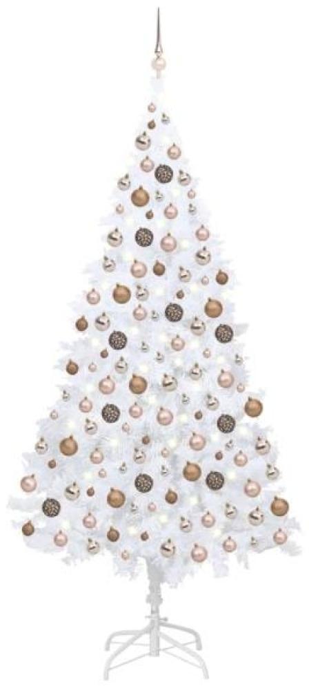 vidaXL Künstlicher Weihnachtsbaum mit LEDs & Kugeln Weiß 210 cm PVC, Mit Beleuchtung [3077628] Bild 1