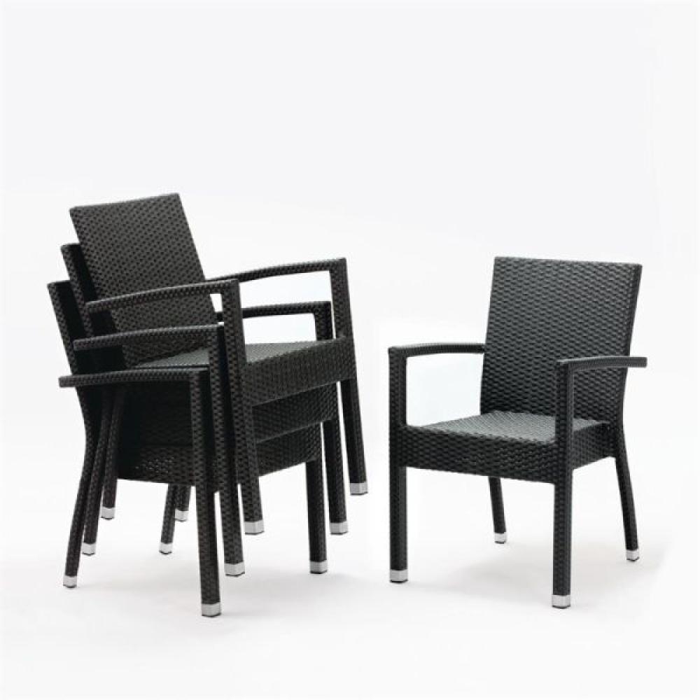 Bolero Rattan Stühle anthrazit 4 Stück mit Armlehne Bild 1