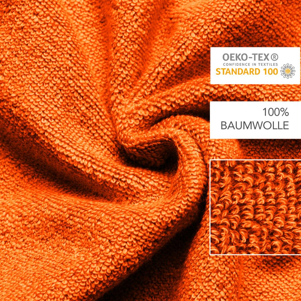 HOMESTORY Premium Handtuch-Set 100% Baumwolle, Frottee, weich, saugstark und schnelltrocknend, 380g/m², Oeko-Tex 100, Orange 10x Handtuch - 50x100 cm Bild 1