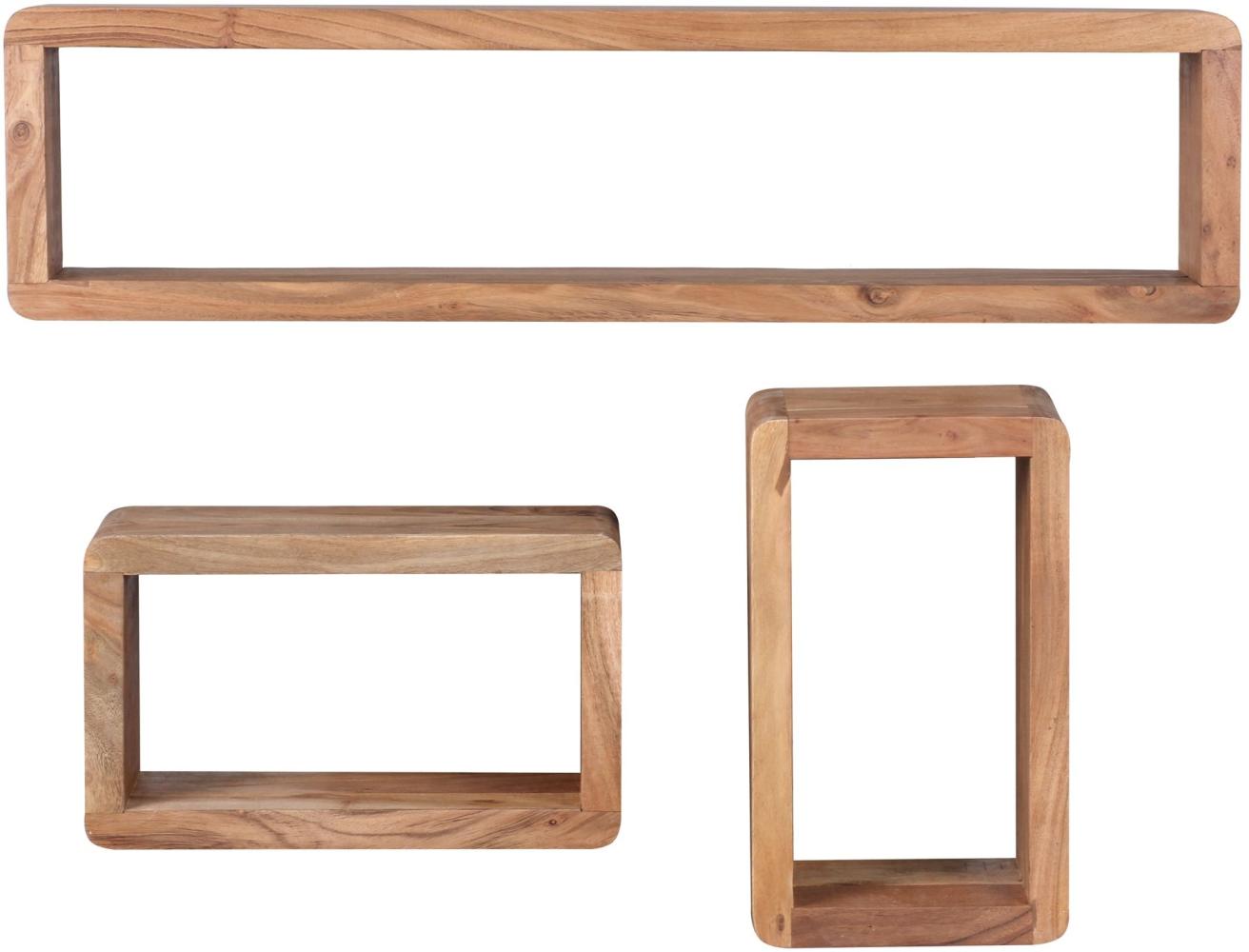 KADIMA DESIGN Wandregal Set TEKO CUBES aus Massivholz - 3-teiliges Unikat mit abgerundeten Ecken und hoher Belastbarkeit. Farbe: Beige Bild 1