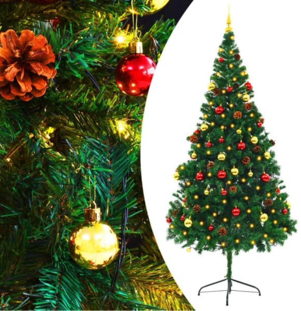 vidaXL Künstlicher Weihnachtsbaum mit Kugeln und LEDs Grün 210 cm Bild 1