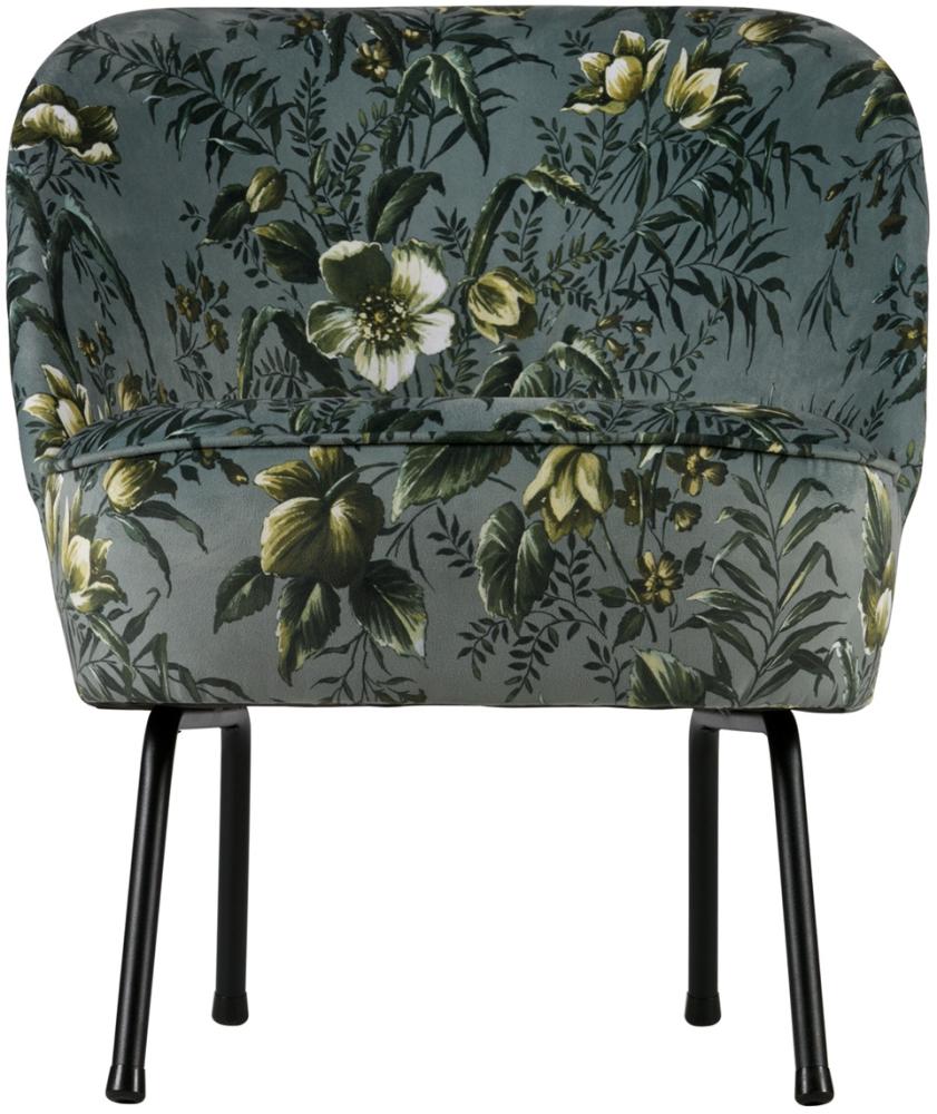 BePureHome Vogue Sessel Grau mit Floralem Muster Samt Poppy Bild 1