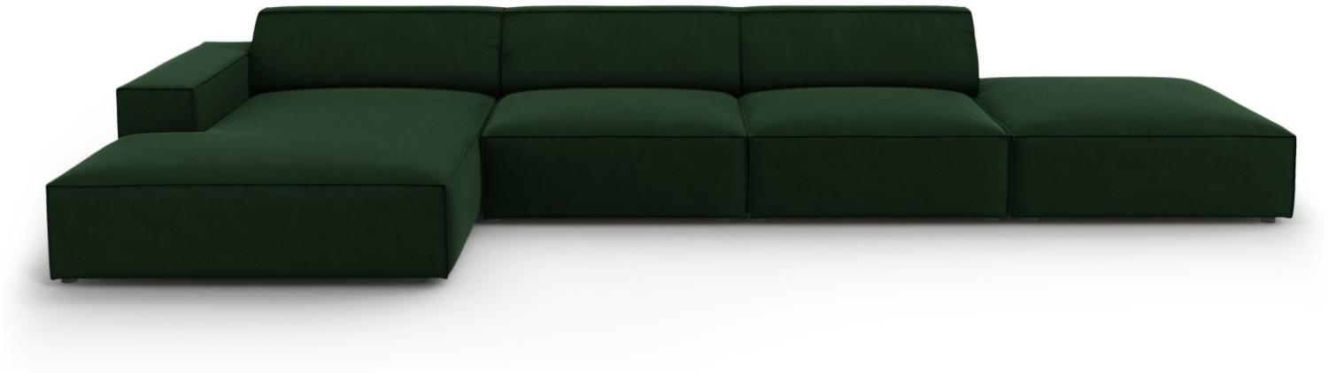 Micadoni 5-Sitzer Samtstoff Ecke links Sofa Jodie | Bezug Bottle Green | Beinfarbe Black Plastic Bild 1