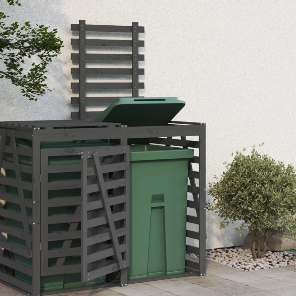 vidaXL Erweiterung für Mülltonnenbox Grau Massivholz Kiefer Bild 1