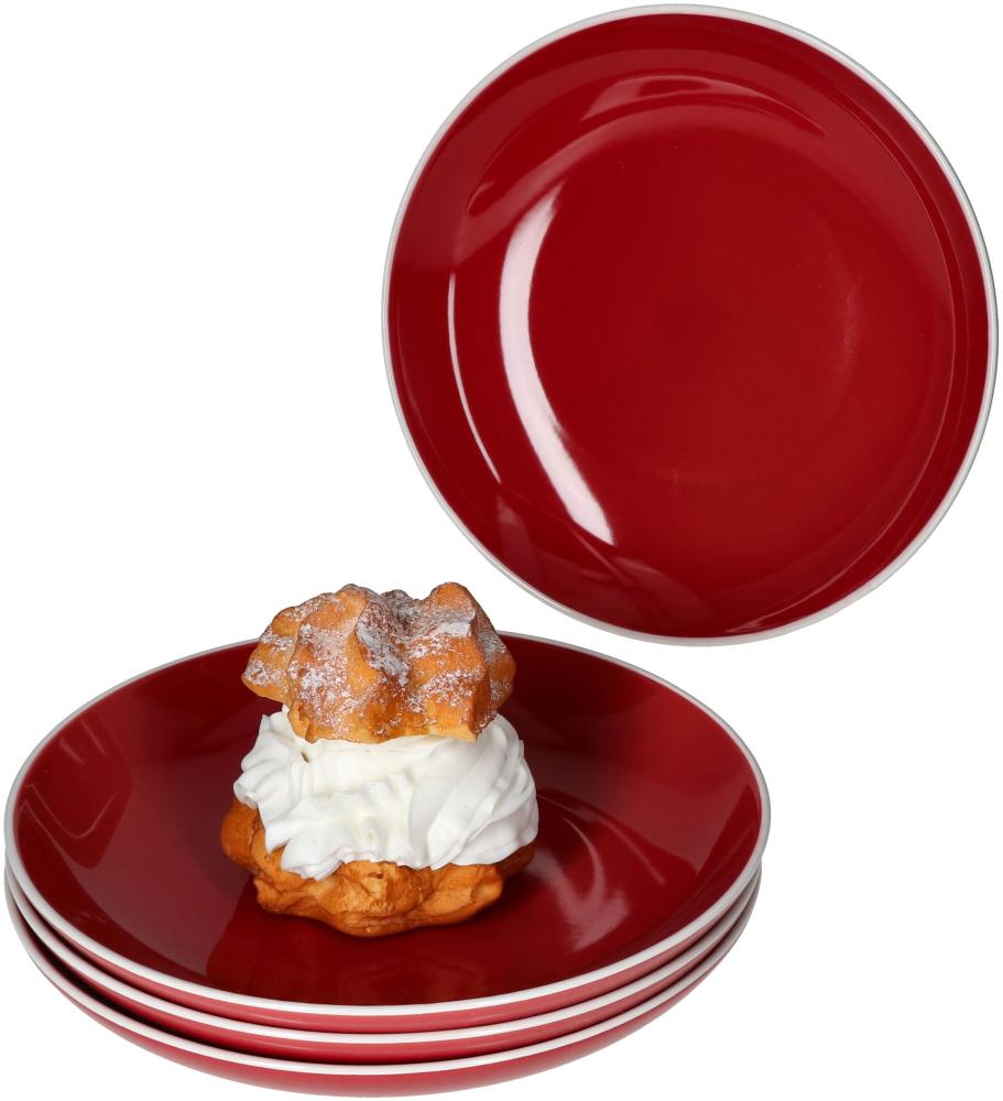 4er Set Linus rot Kuchenteller Dessertteller Frühstück skandinavisch Winter Bild 1