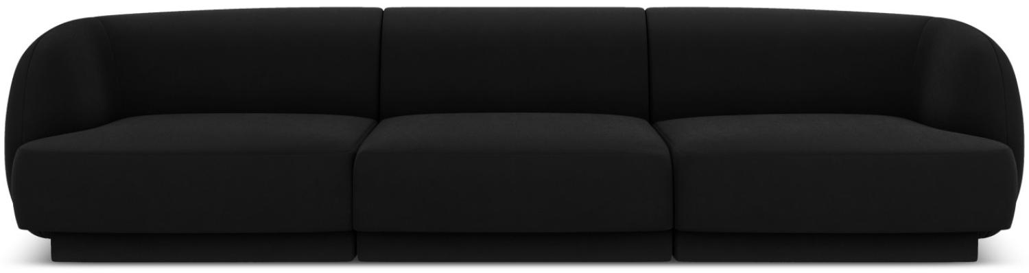 Micadoni 3-Sitzer Samtstoff Sofa Miley | Bezug Black | Beinfarbe Black Plastic Bild 1