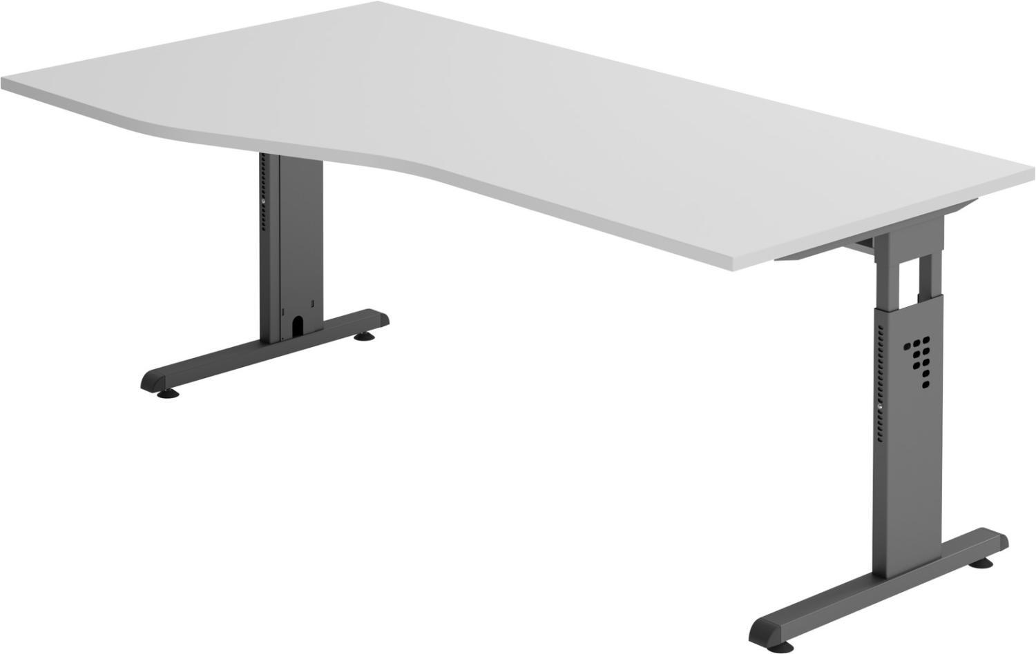 bümö® Schreibtisch O-Serie höhenverstellbar, Tischplatte 180 x 100 cm in grau, Gestell in graphit Bild 1