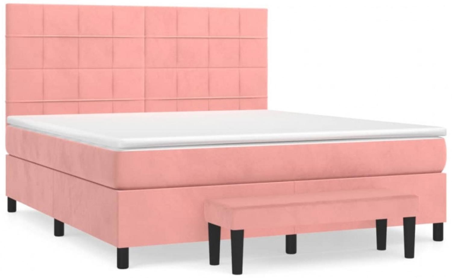 vidaXL Boxspringbett mit Matratze Rosa 180x200 cm Samt Bild 1