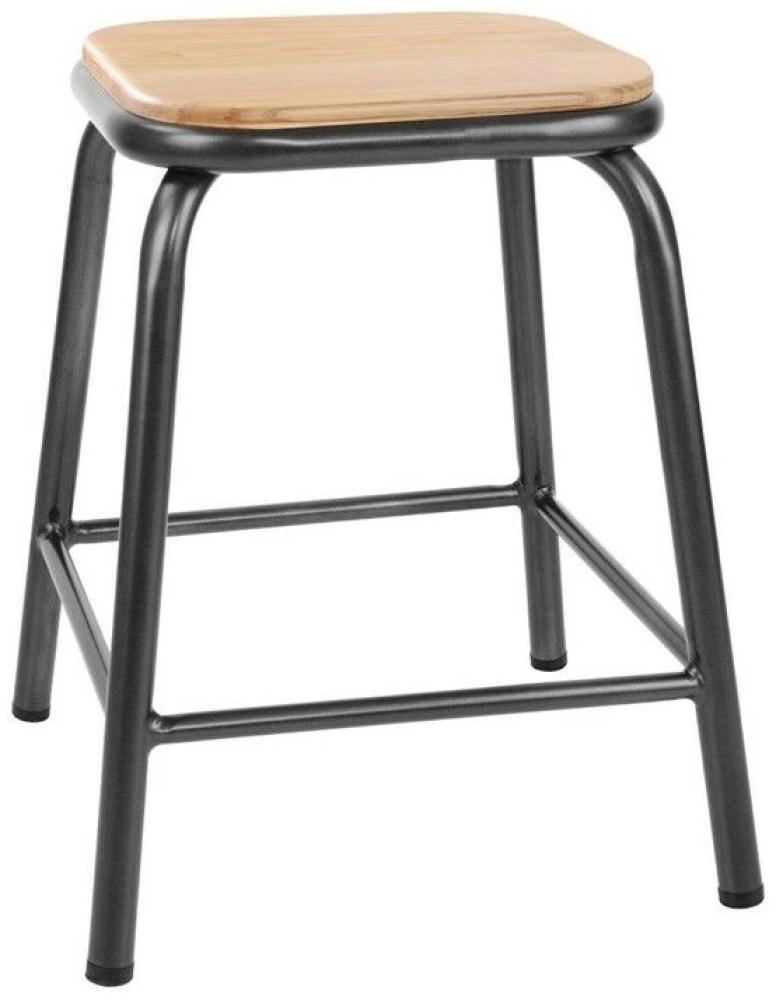 Bolero Cantina niedriger Hocker mit Holzsitz metallic grau (4 Stück) Bild 1