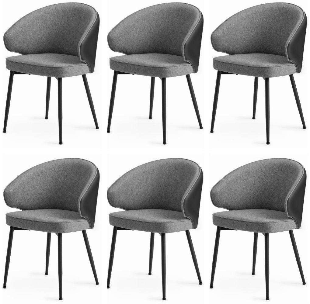 VASAGLE 6 Set Küchenstuhl Polsterstuhl Wohnzimmerstuhl Sessel mit Rückenlehne, Metallbeine,Loungesessel dunkelgrau CDL106G01 Bild 1