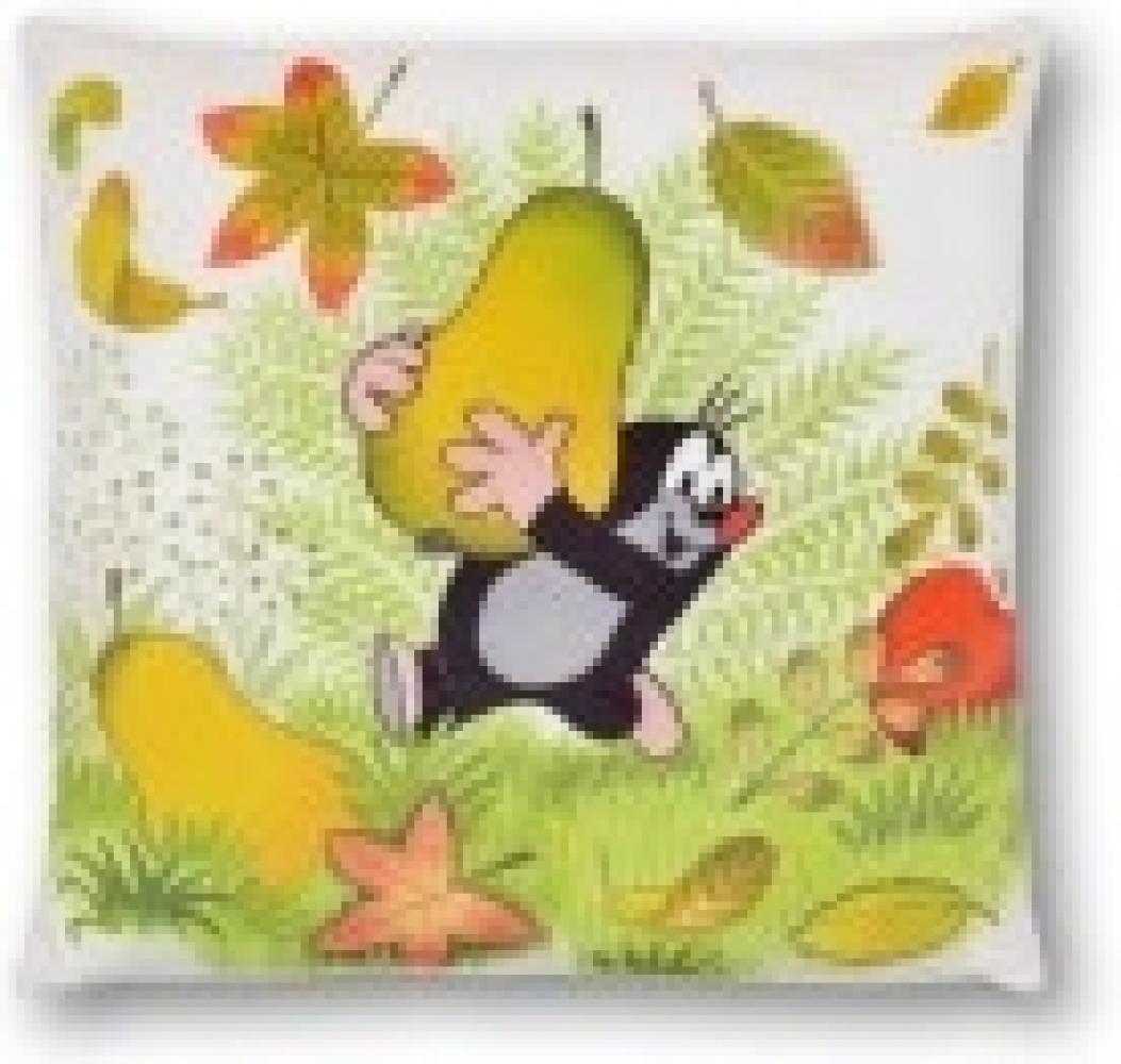 Kissen der kleine Maulwurf, Motiv Herbst, 30x30cm - Kinderkissen Bild 1