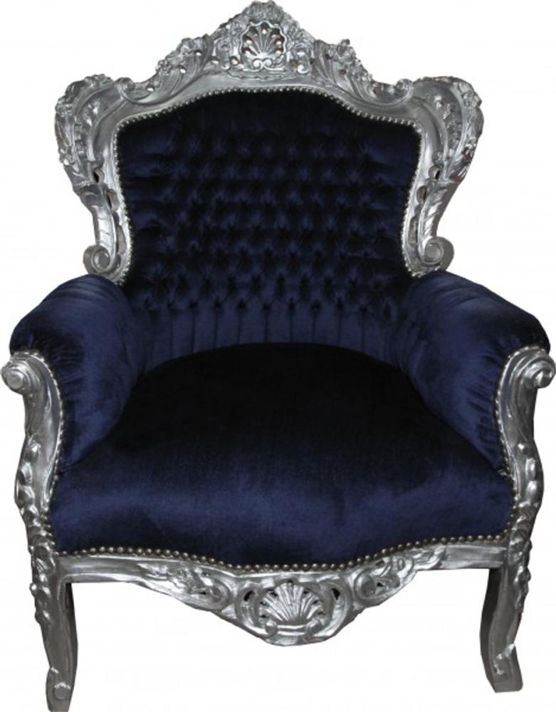 Casa Padrino Barock Sessel "King" Royalblau/ Silber Möbel Antik Stil Bild 1